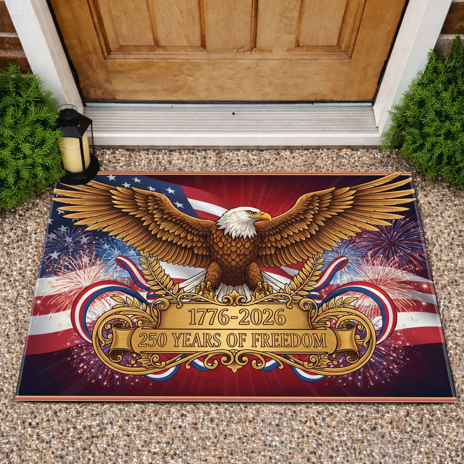 Bald Eagle American Flag 1776-2026 - USA 250th Anniversary Freedom Celebration Doormat - 1