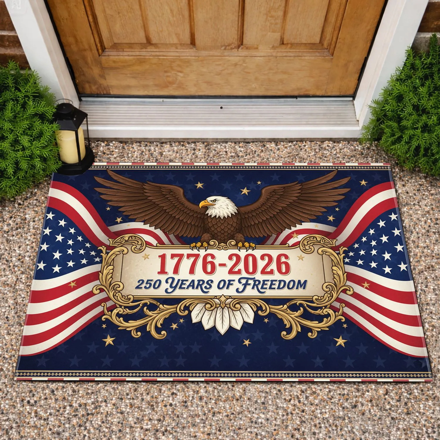 Bald Eagle American Flag 1776-2026 - USA 250th Anniversary Freedom Celebration Doormat - 1