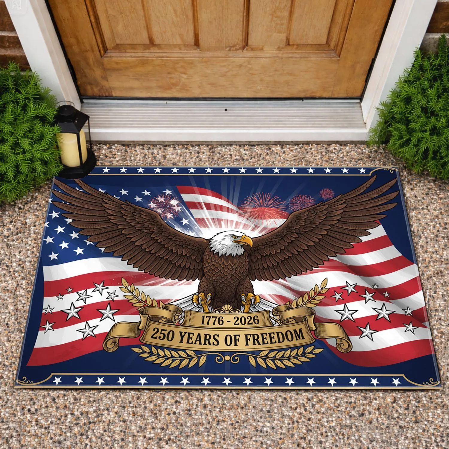 Bald Eagle American Flag 1776-2026 - USA 250th Anniversary Freedom Day Gift for Dad Doormat - 1