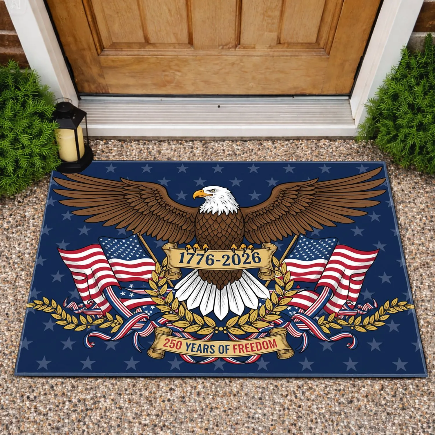 Bald Eagle American Flag 1776-2026 - USA 250th Anniversary Gift for Veterans Doormat - 1