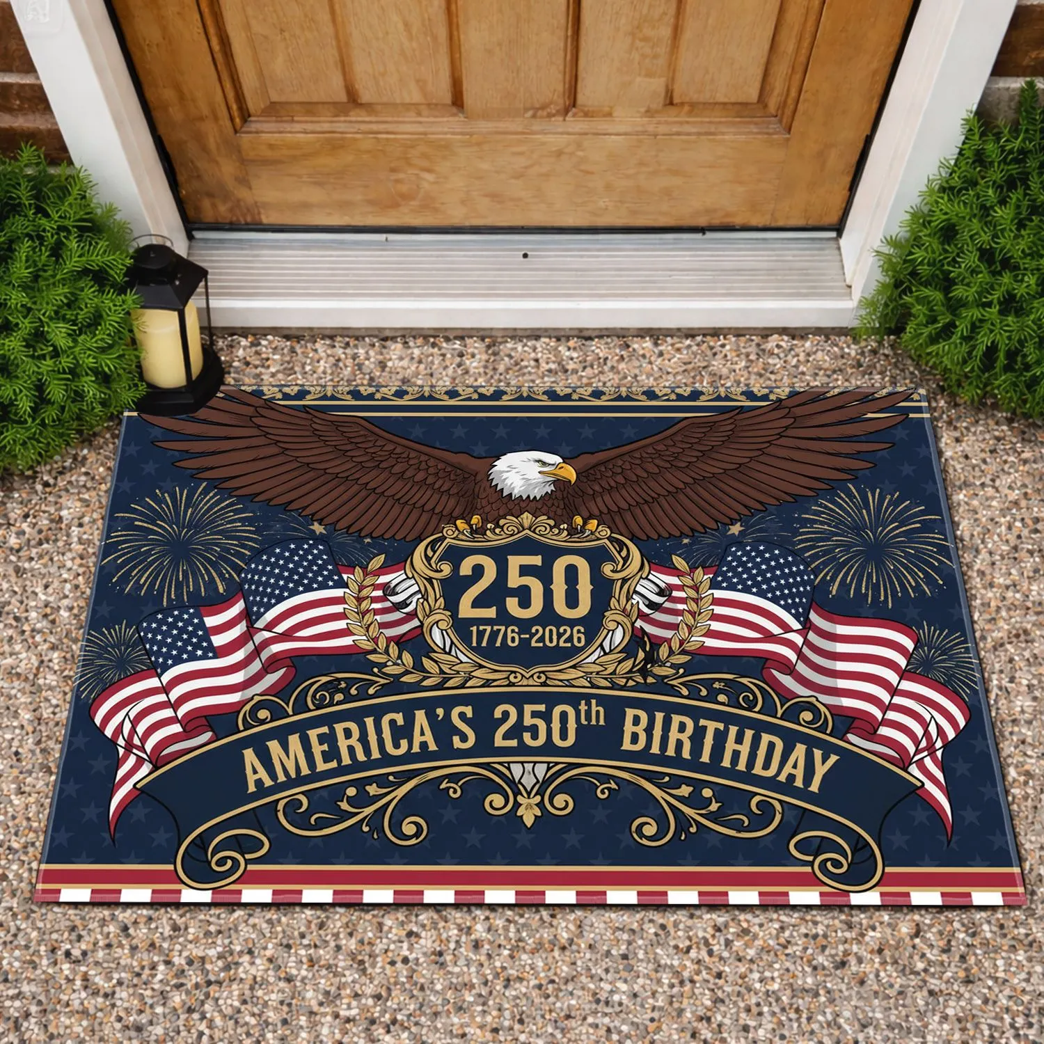 Bald Eagle American Flag 1776-2026 - USA 250th Anniversary Celebration Doormat - 1