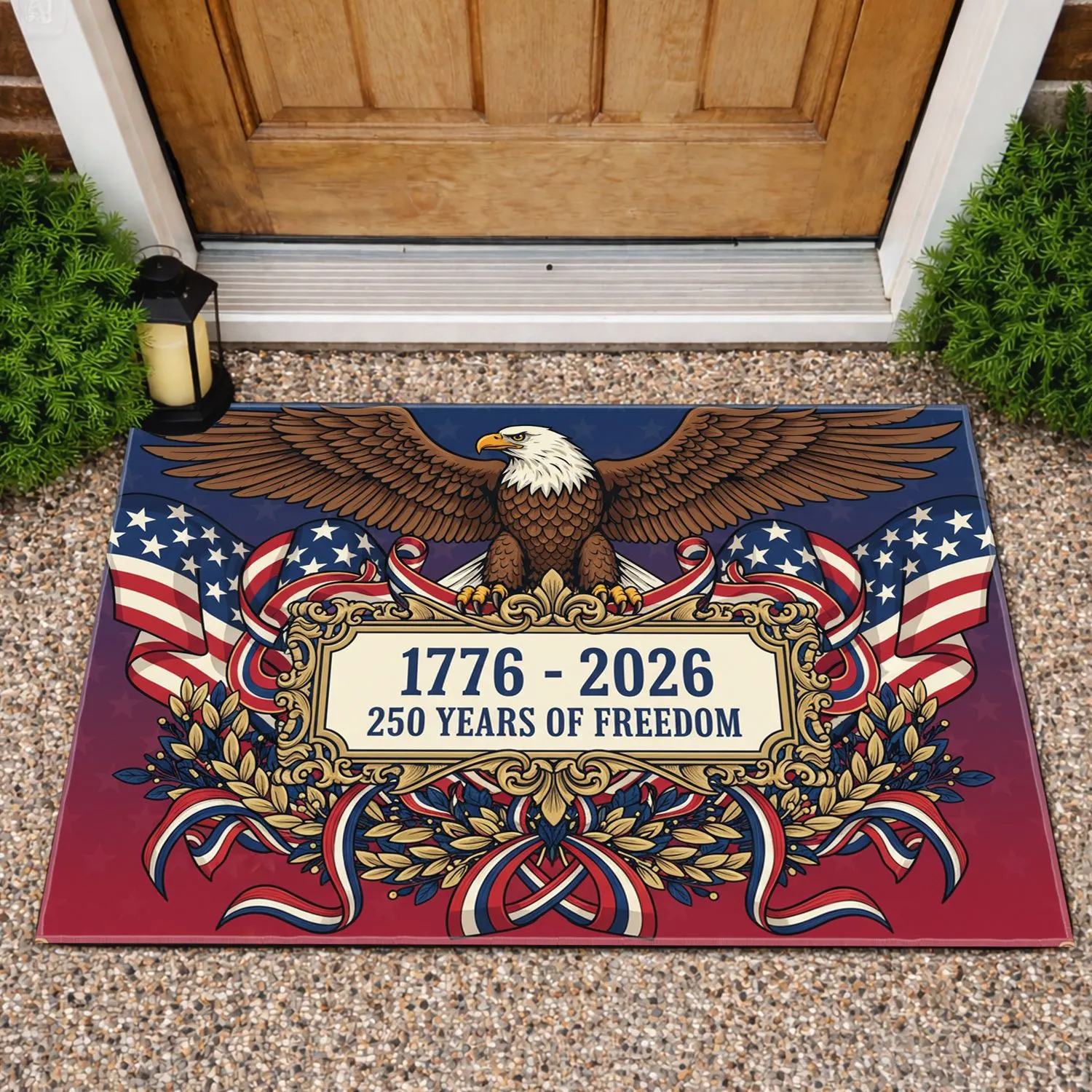 Bald Eagle American Flag 1776-2026 - USA 250th Anniversary Independence Day Gift for Veterans Doormat - 1