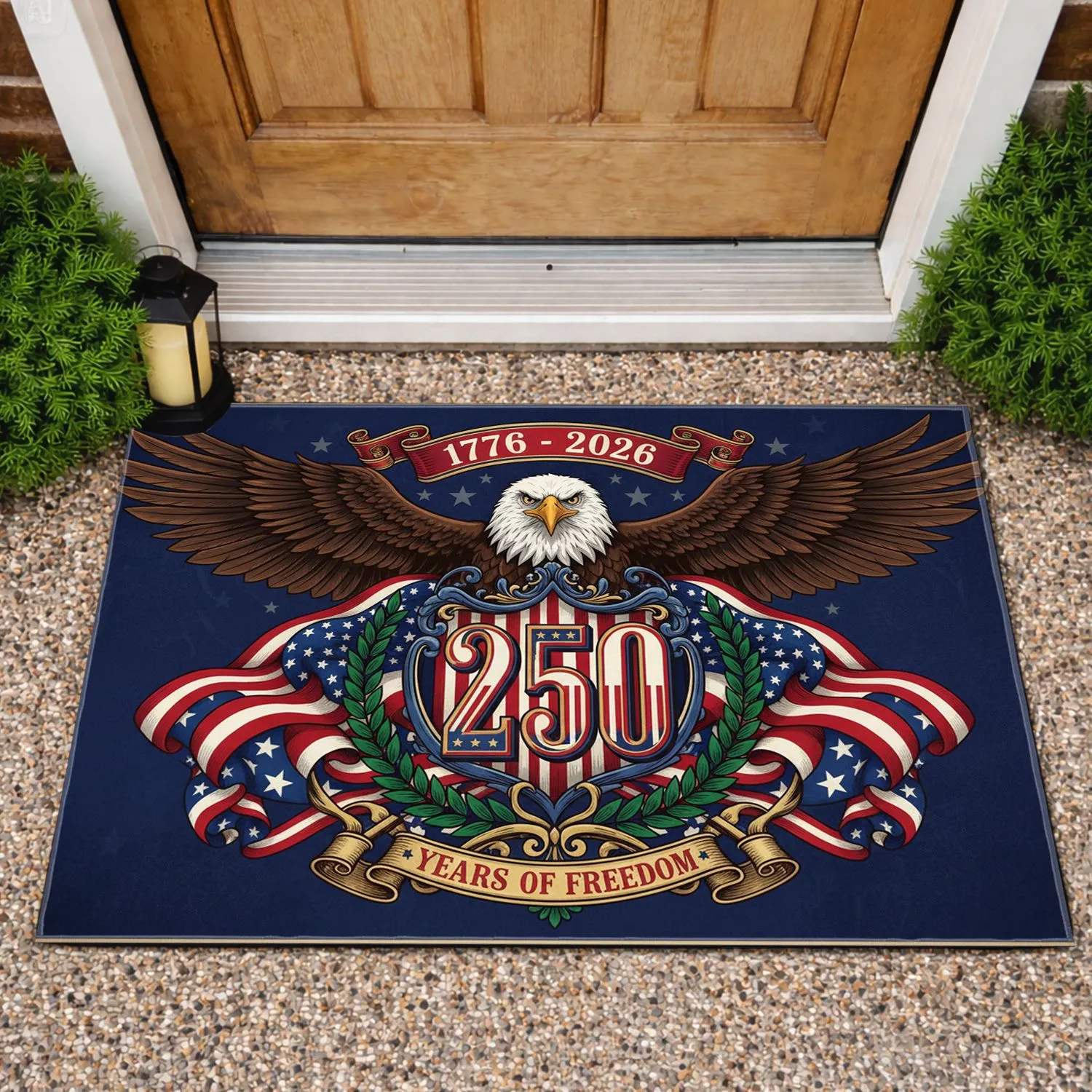 Bald Eagle American Flag Shield 1776-2026 - USA 250 Years of Freedom Patriotic Anniversary Doormat - 1