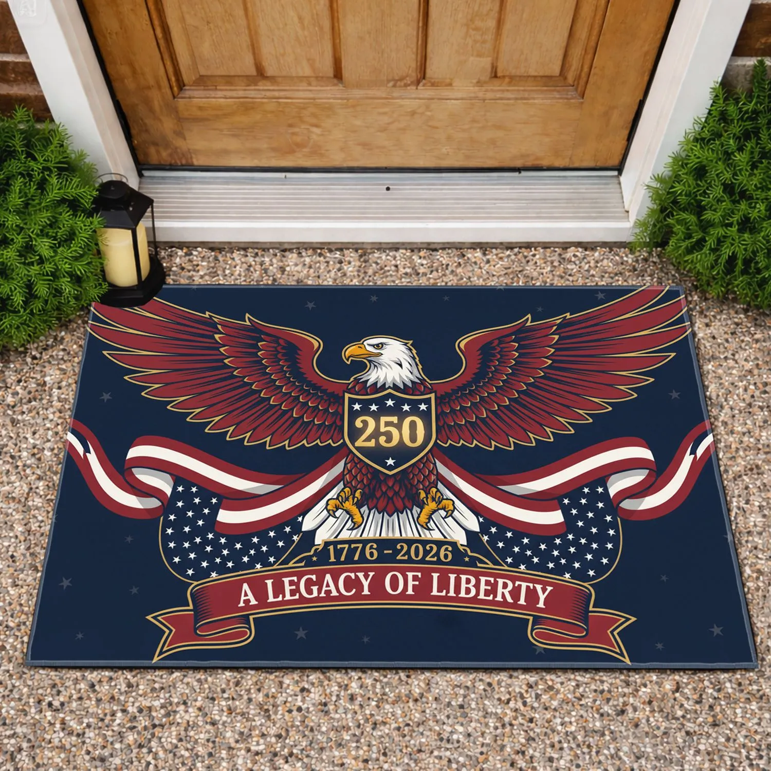 Bald Eagle American Flag 1776-2026 - USA 250th Anniversary Independence Day Legacy of Liberty Doormat - 1
