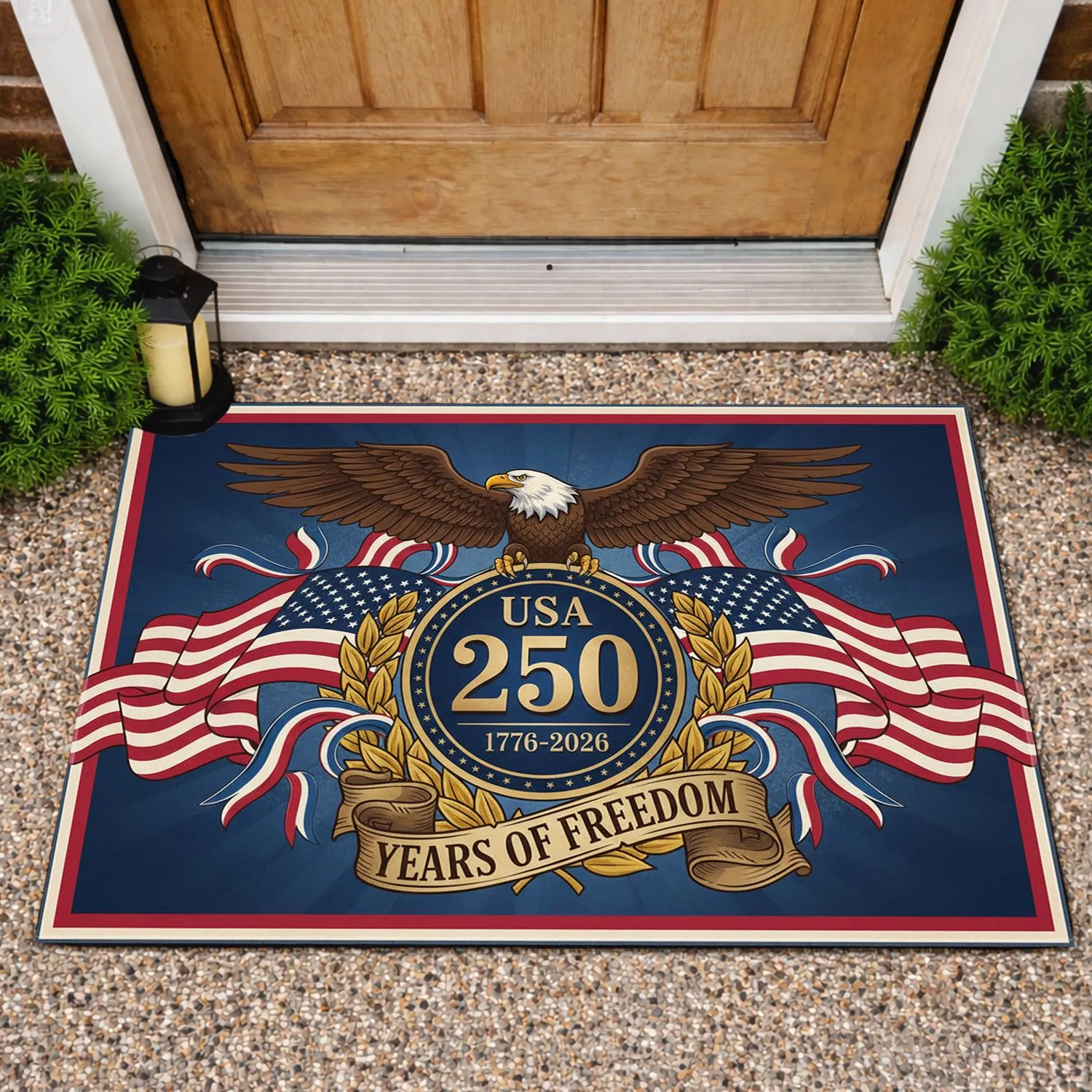 Bald Eagle American Flag 1776-2026 - USA 250th Anniversary Years of Freedom Doormat - 1