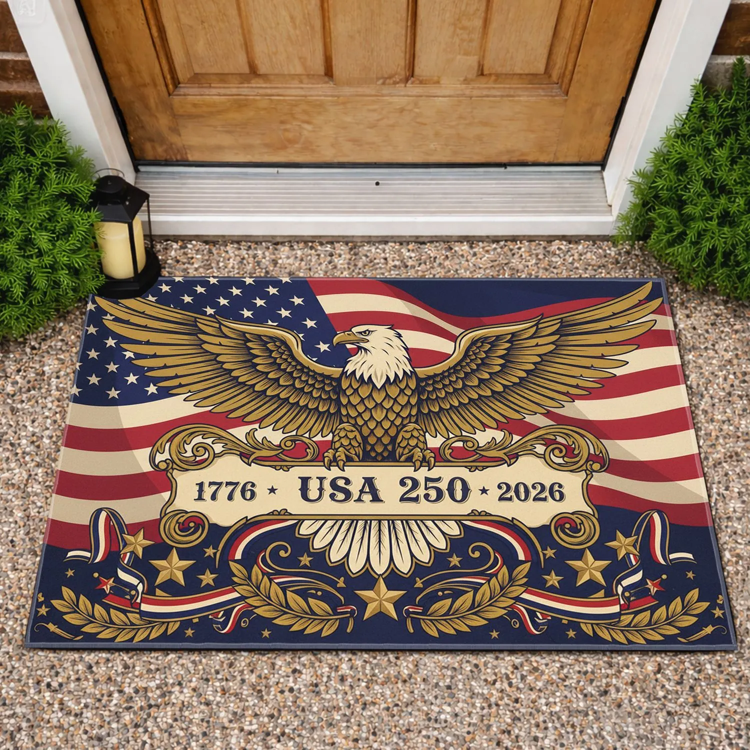 Bald Eagle American Flag 1776-2026 - USA 250th Anniversary Independence Day Gift for Veterans Doormat - 1