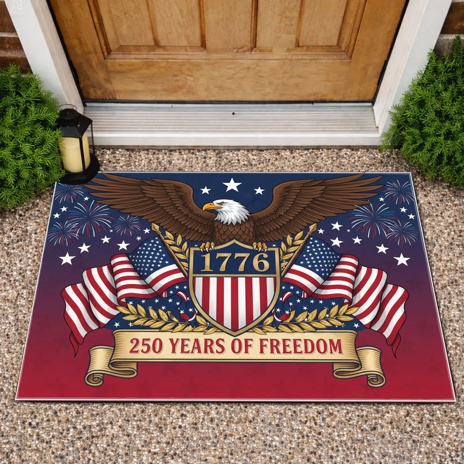 Bald Eagle American Flag 1776 - USA 250th Anniversary Independence Day Gift for Dad Doormat - 1