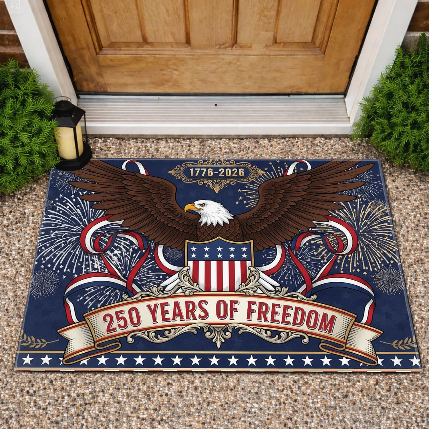 Bald Eagle American Flag Patriotic 1776-2026 - USA 250th Anniversary Freedom Celebration Doormat - 1