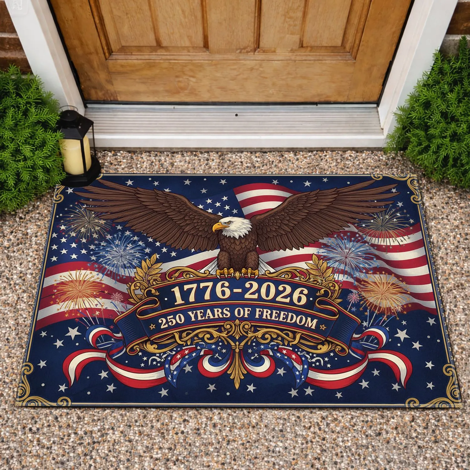 Patriotic Bald Eagle American Flag 1776-2026 - USA 250th Anniversary Freedom Doormat - 1