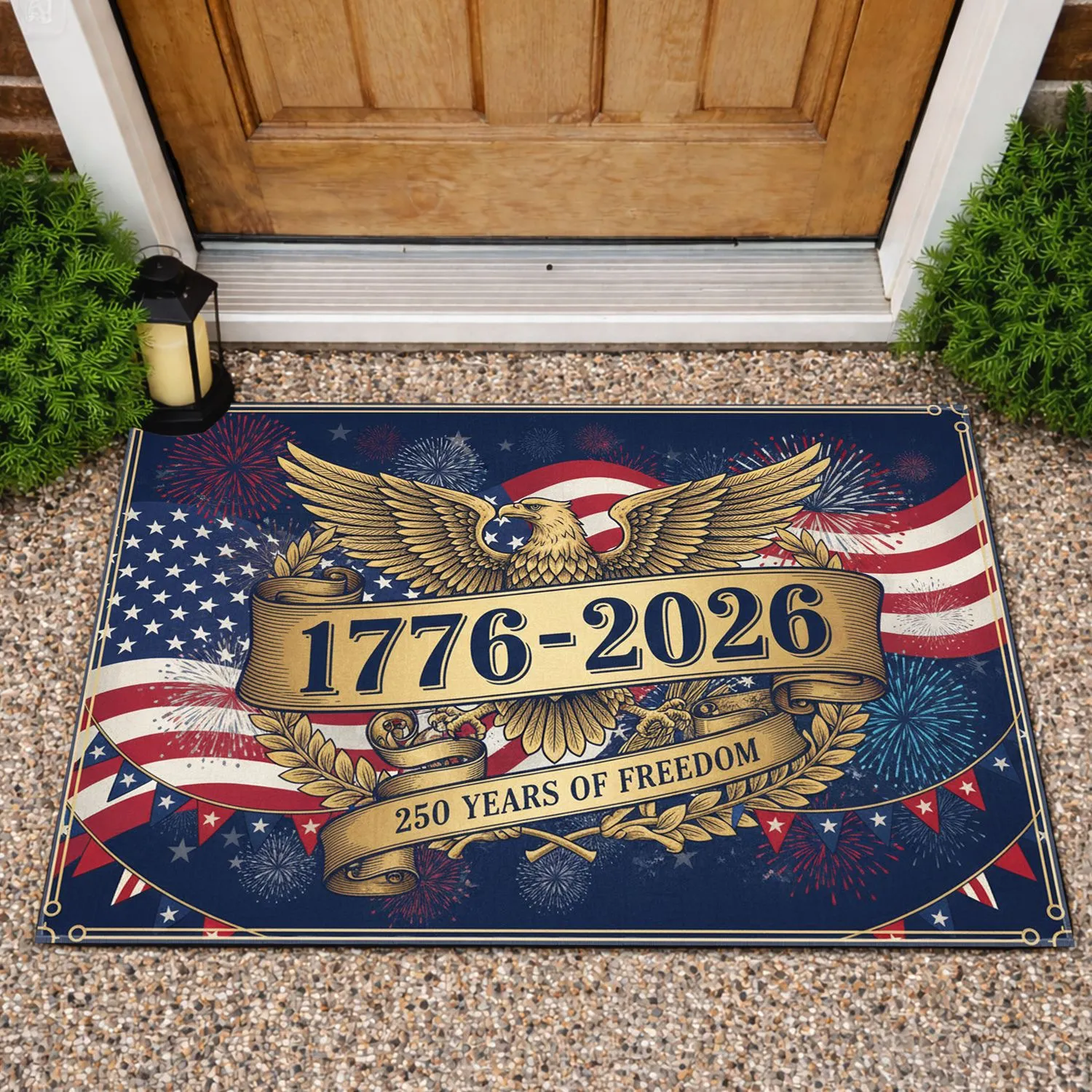 Bald Eagle American Flag 1776-2026 - USA 250th Anniversary Veterans Day Gift Doormat - 1