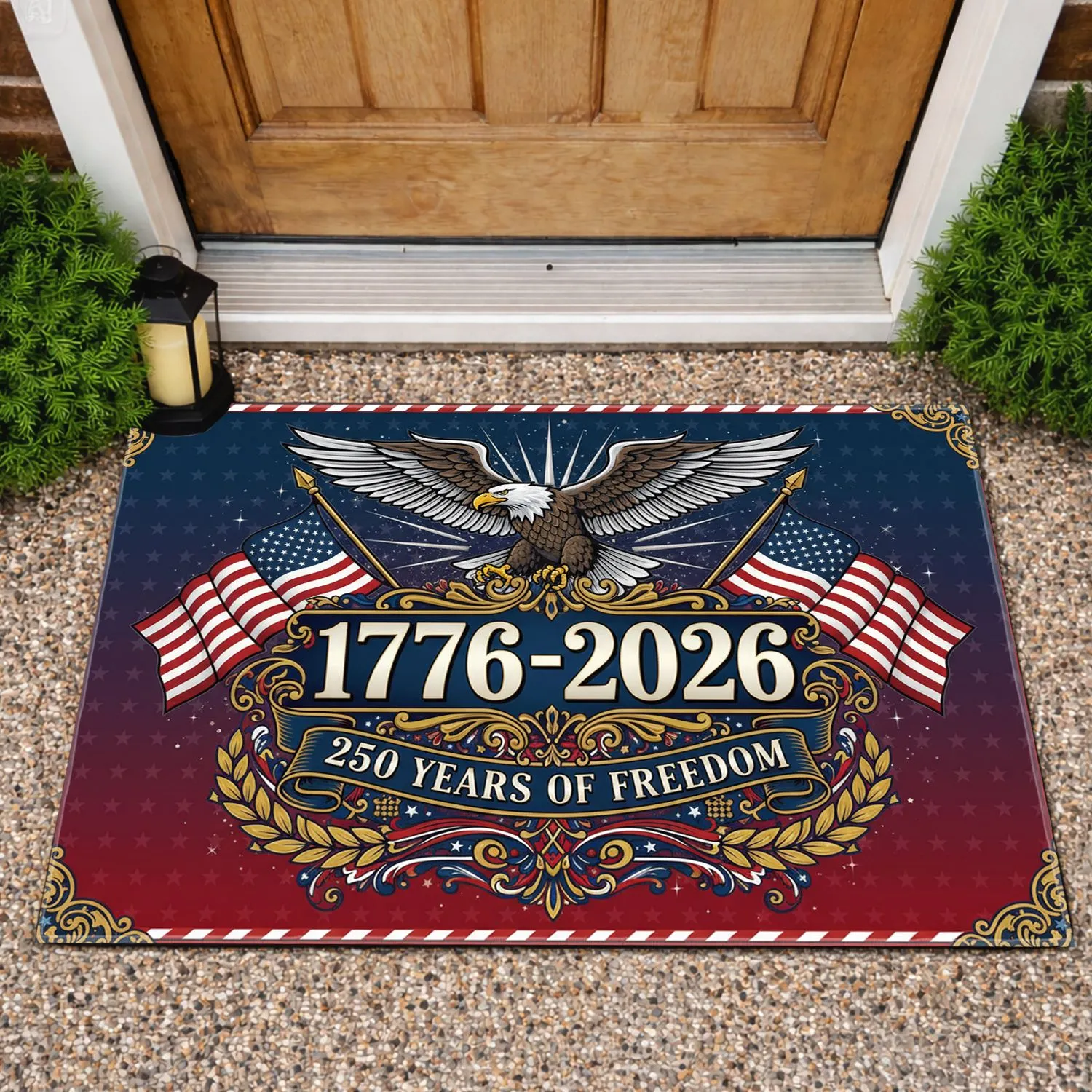 Bald Eagle American Flag 1776-2026 - USA 250 Years of Freedom Patriotic Decor Doormat - 1