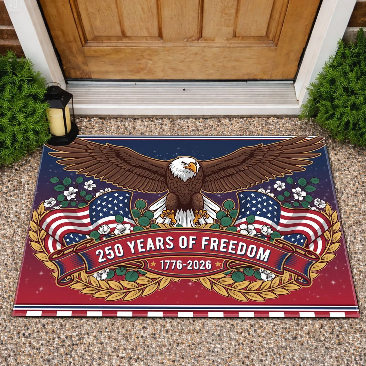 Bald Eagle American Flag 1776-2026 - USA 250th Anniversary Independence Day Patriotic Gift Doormat - 1