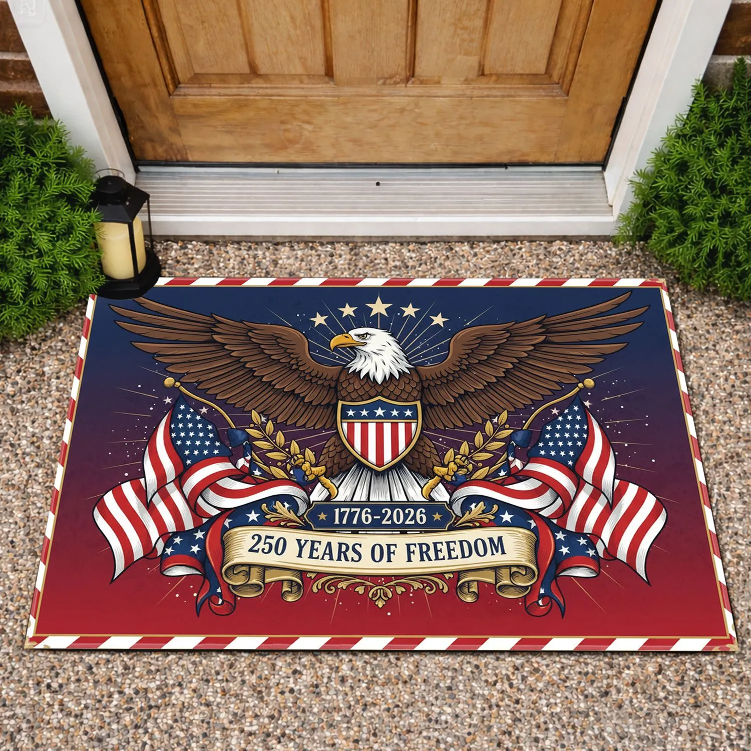 Bald Eagle American Flag 1776-2026 - USA 250th Anniversary Independence Day Gift Doormat - 1
