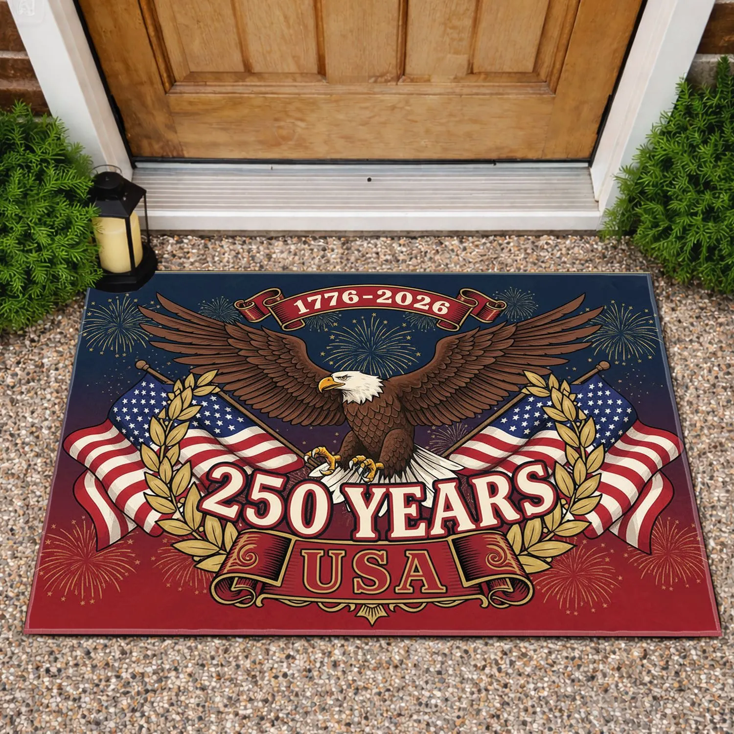 Bald Eagle American Flag 1776-2026 - USA 250th Anniversary Patriotic Celebration Doormat - 1