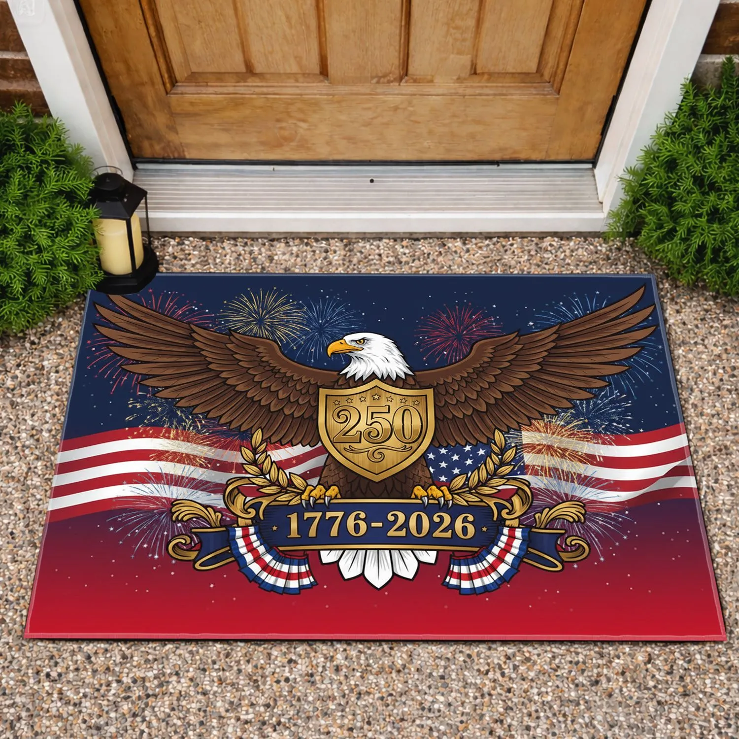 Bald Eagle American Flag 1776-2026 - USA 250th Anniversary Independence Day Celebration Doormat - 1