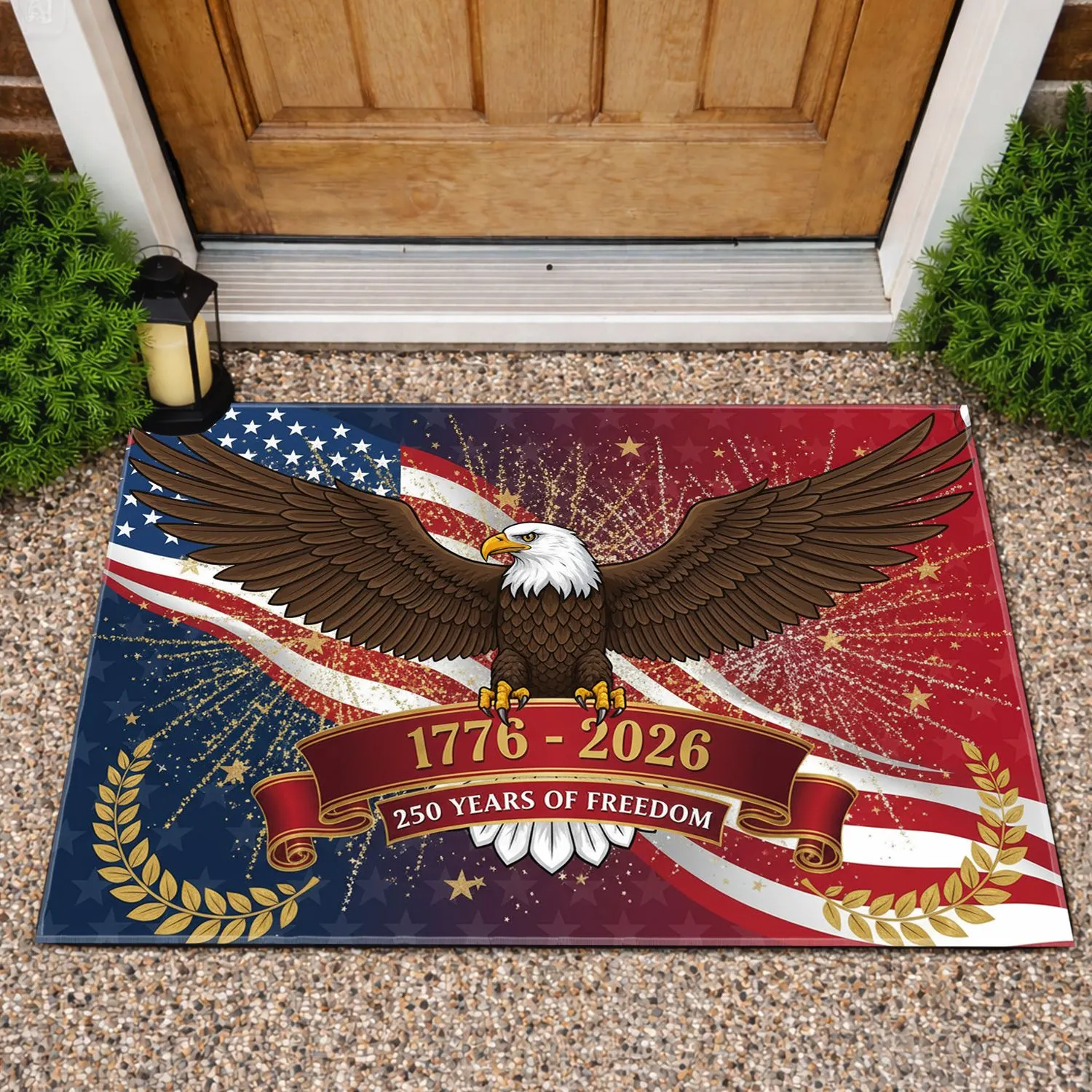 Bald Eagle American Flag 1776-2026 - USA 250th Anniversary Freedom Celebration Gift Doormat - 1