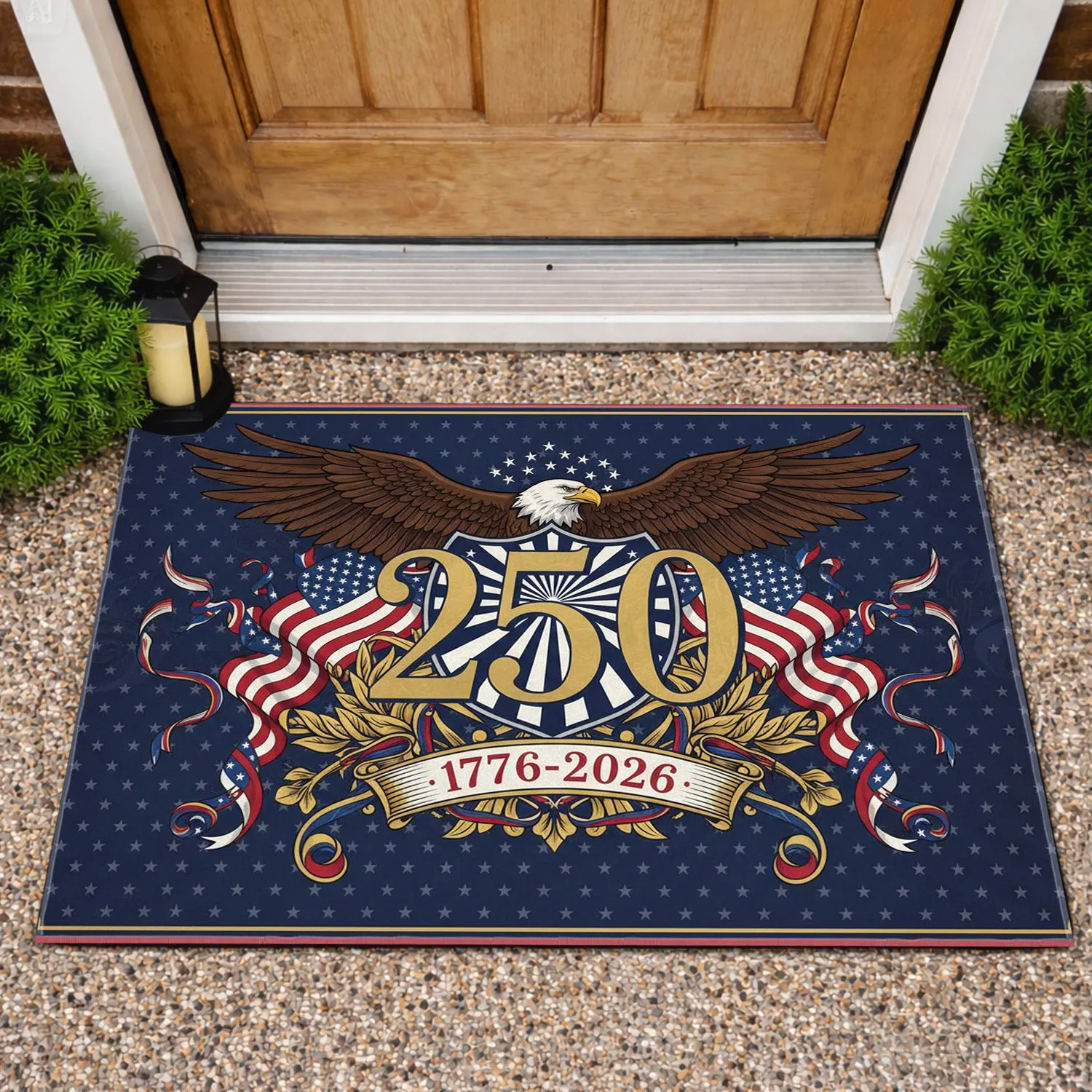 Bald Eagle American Flag 1776-2026 - USA 250th Anniversary Patriotic Gift for Veterans Doormat - 1