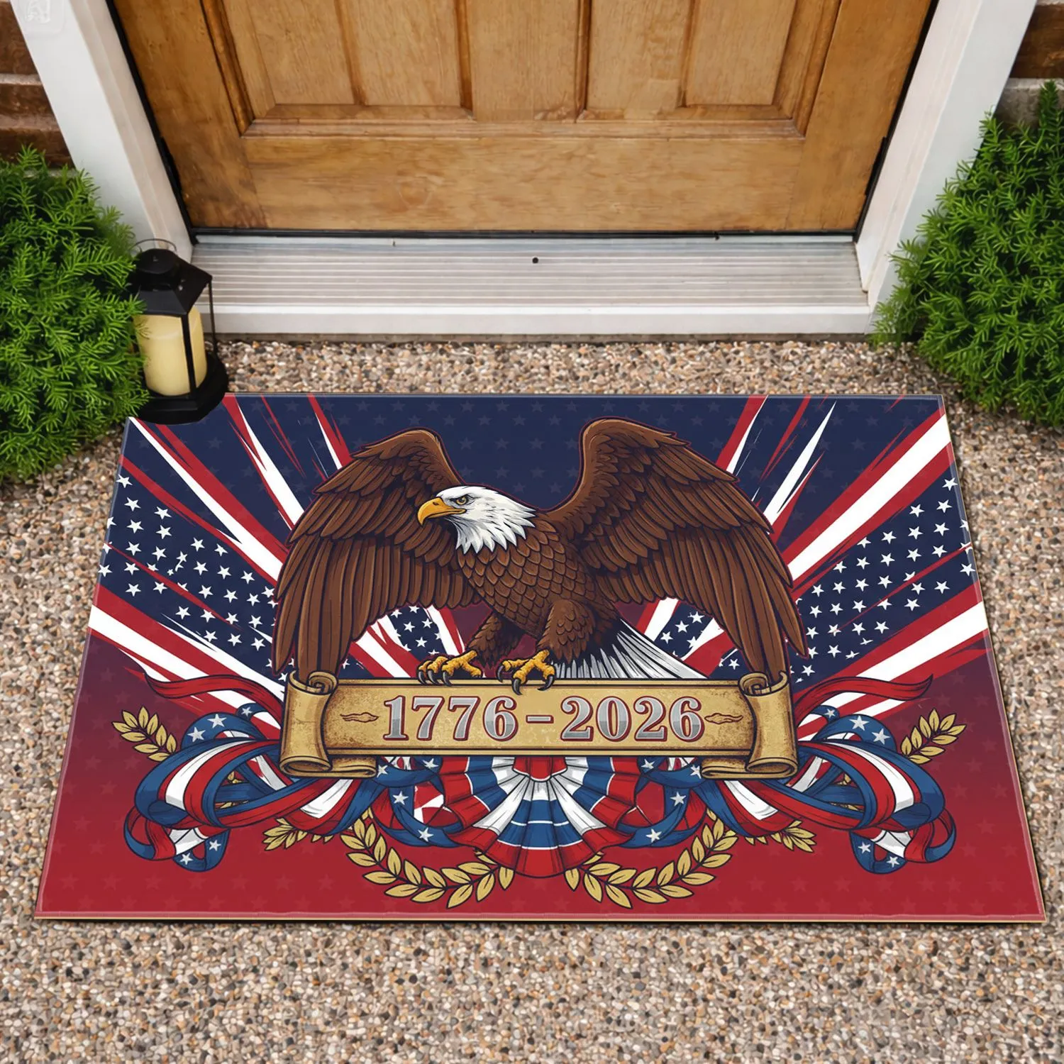 Bald Eagle American Flag 1776-2026 - USA 250th Anniversary Independence Day Gift for Veterans Doormat - 1