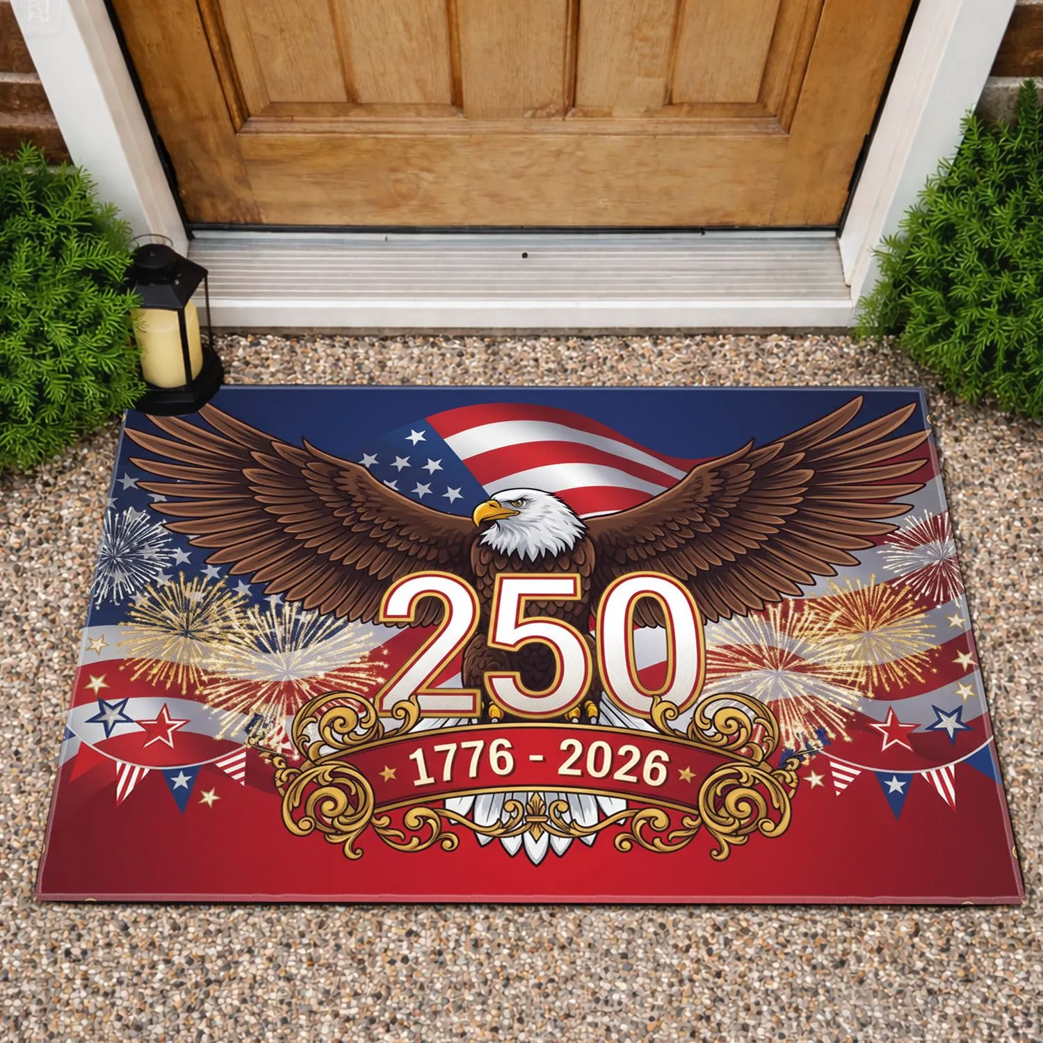 Bald Eagle American Flag 1776-2026 - USA 250th Anniversary Independence Day Gift for Dad Doormat - 1