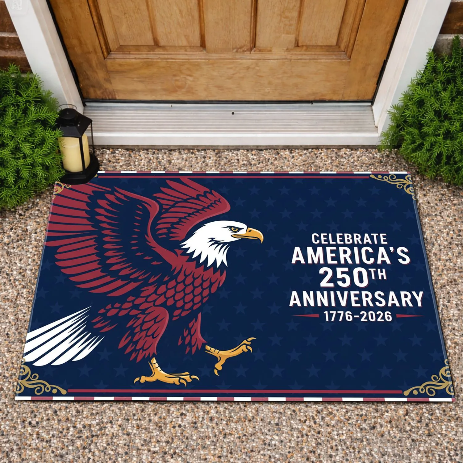 Bald Eagle American Flag 1776-2026 - Celebrate America's 250th Anniversary Doormat - 1