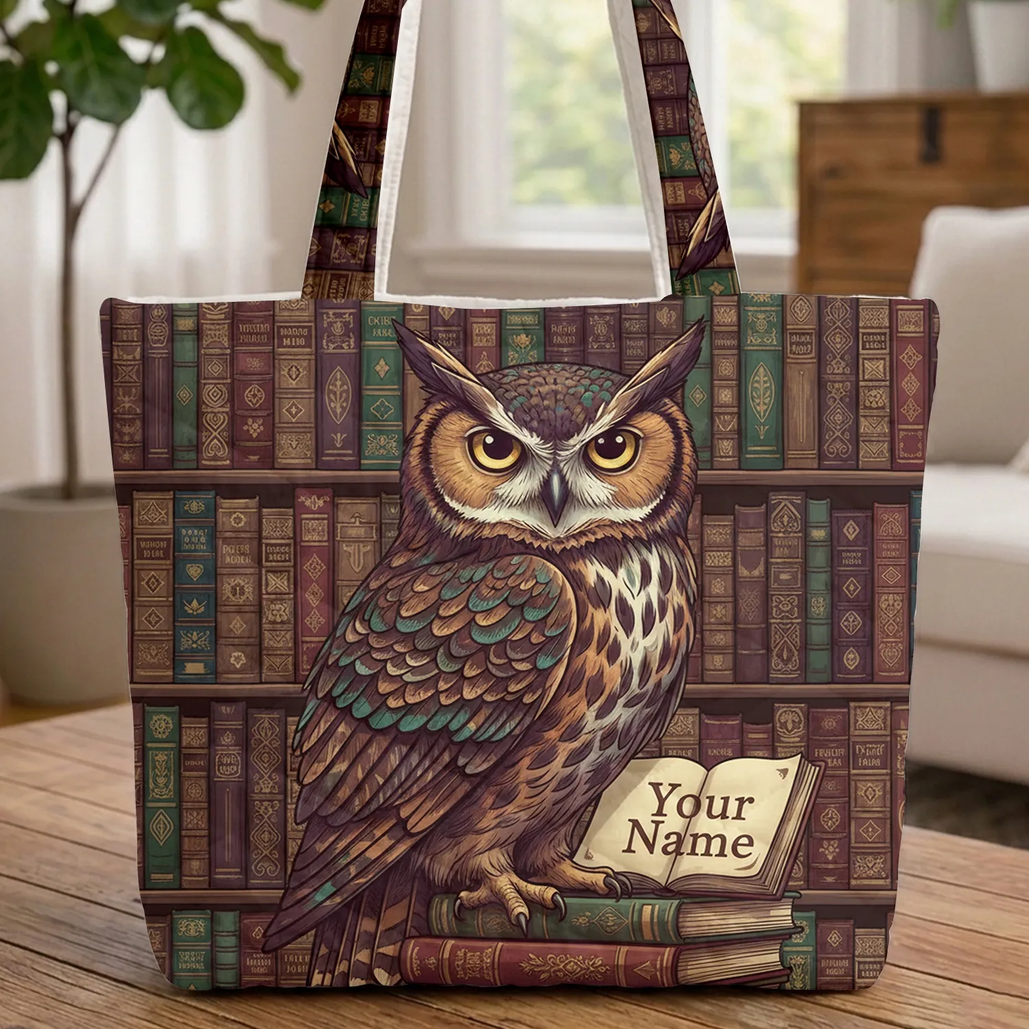 Magnificent Wise Owl Ornate Library Bookshelf - Book Lover Reading Gift Quilted Tote Bag - 1