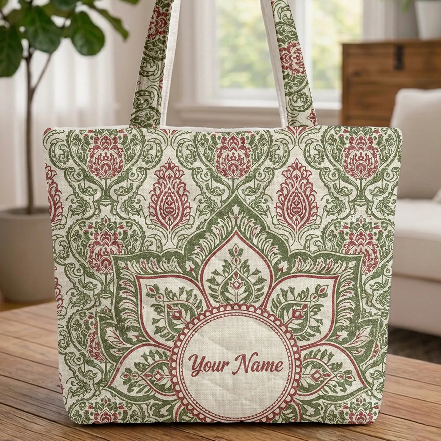 Indian Medallion Paisley Botanical Name - Lifestyle Daily Carry Gift Quilted Tote Bag - 1