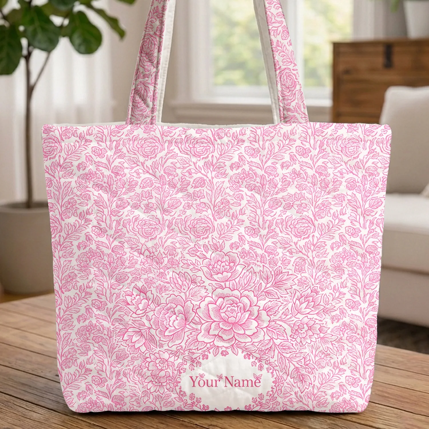 Heirloom Rose Leaf Floral Arrangement - Everyday Use Accessory for Flower Lovers Quilted Tote Bag - 1