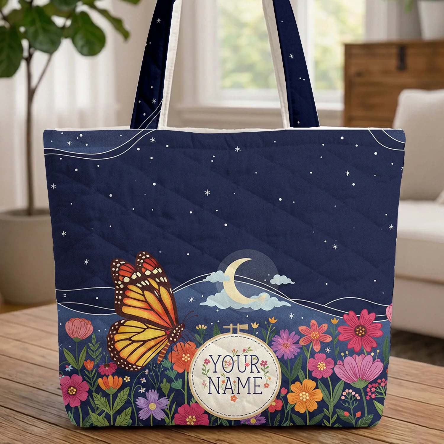 Chihuahua Dog Prominent Celestial Starry Night Cypress - Dog Lover Gift for Pet Owners Quilted Tote Bag - 1