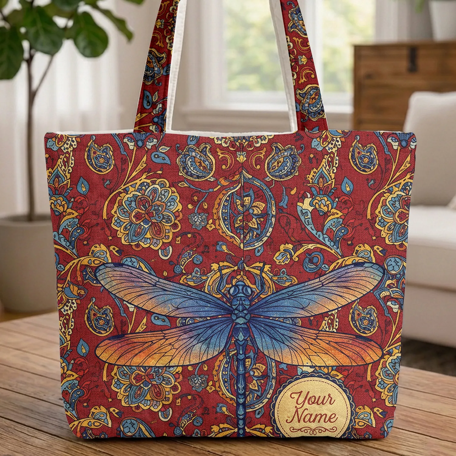 Dragonfly Paisley Floral - Nature Lover Gift for Everyday Travel Use Quilted Tote Bag - 1