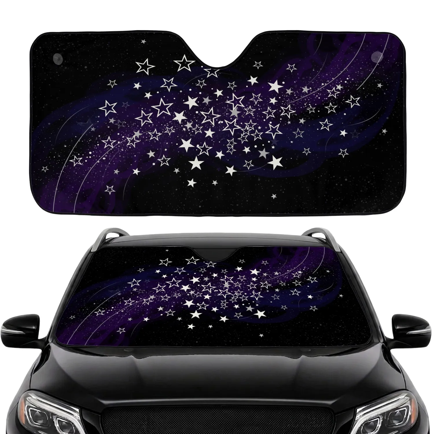 Scattered Five-Pointed Stars Deep Space Cosmic - Travel Essentials Everyday Driving Car Sunshade - 1