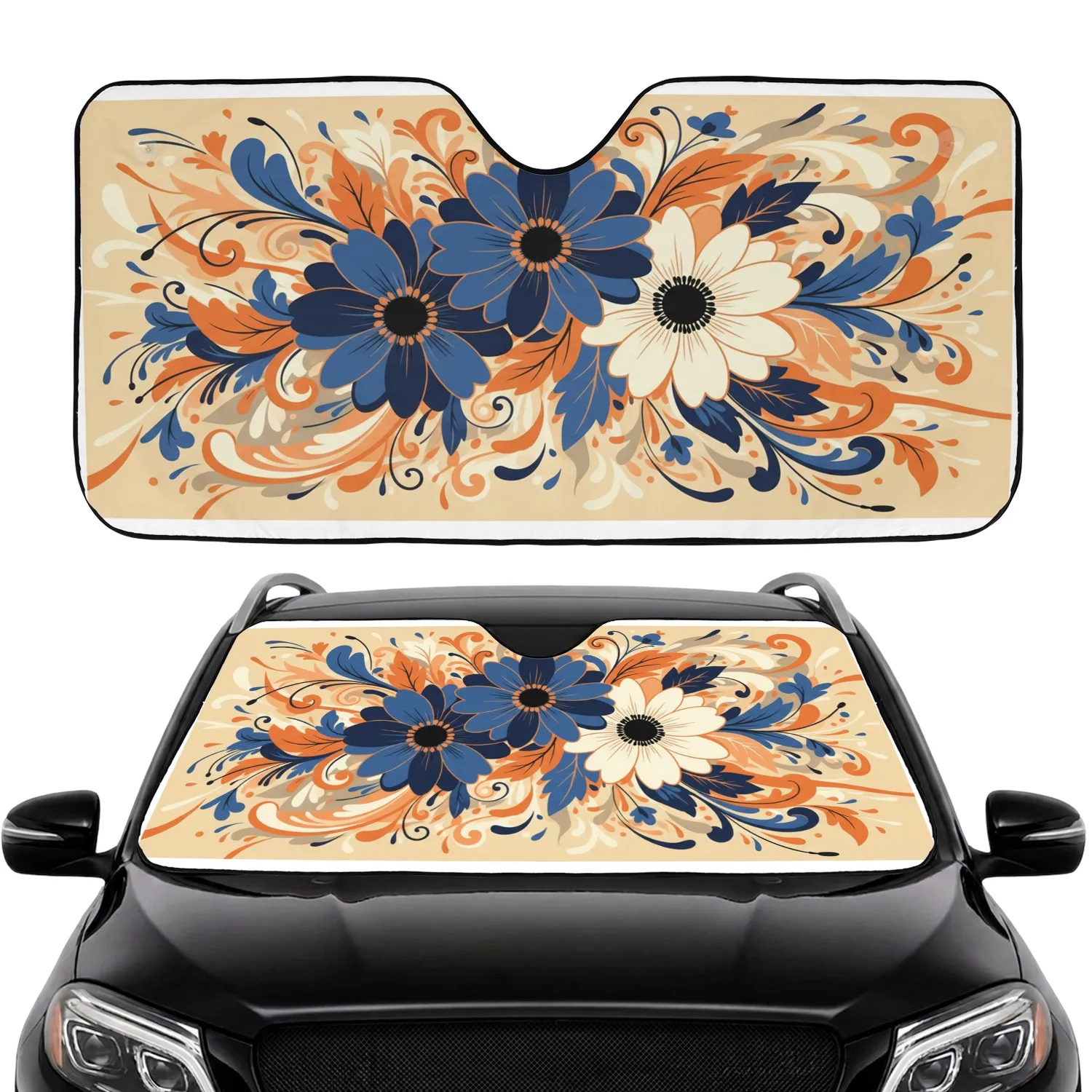 Bold Floral Bloom - Vehicle Interior Decor Gift for Car Owners Car Sunshade - 1