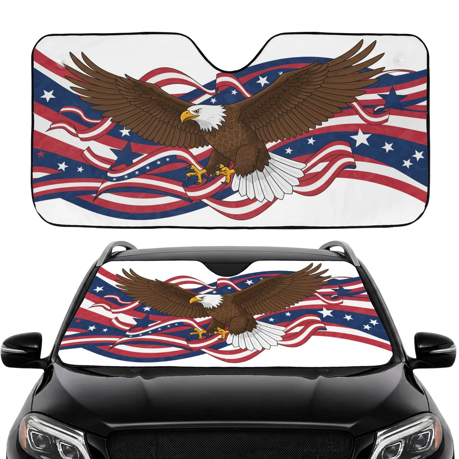 Majestic Bald Eagle American Flag - Independence Day Celebration Gift Car Sunshade - 1