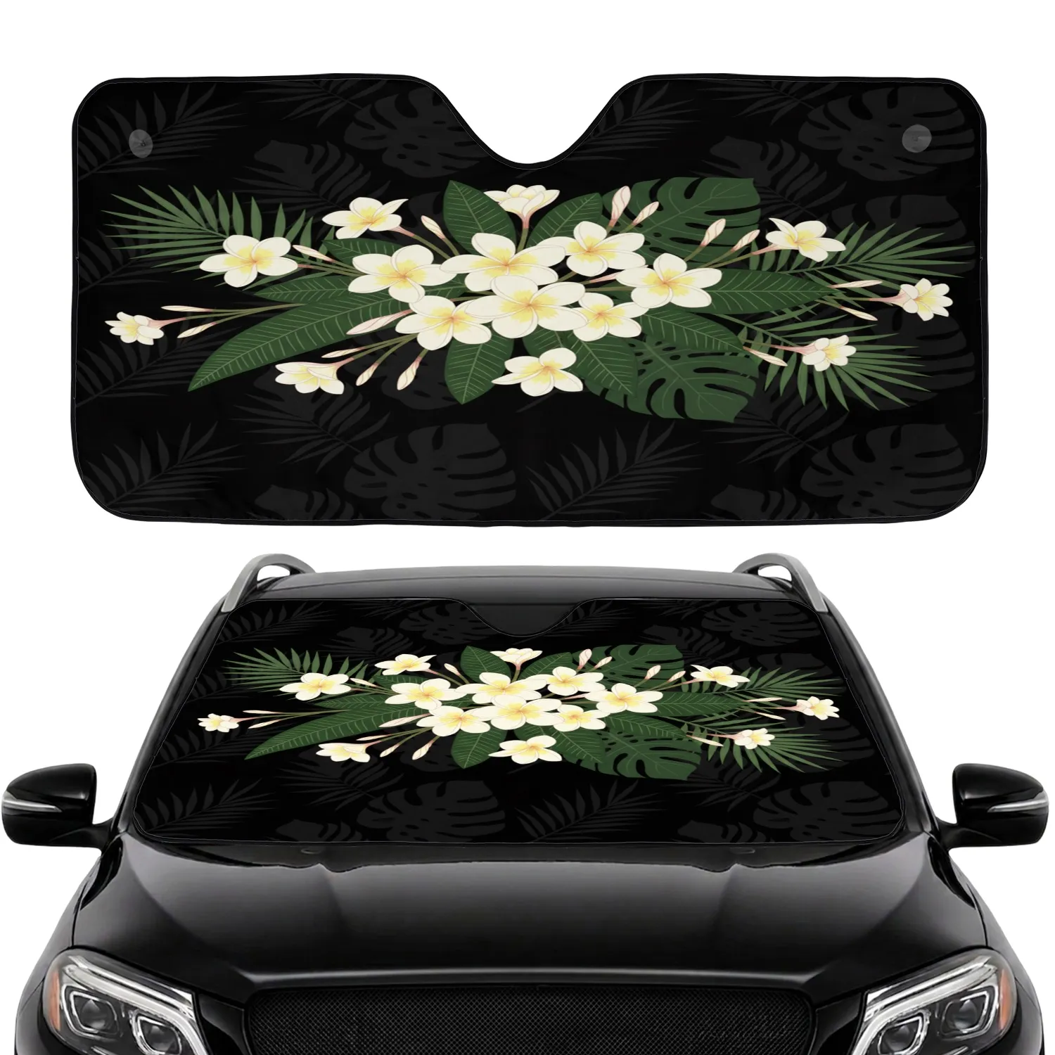 Plumeria Frangipani Tropical Flowers - Home Decor Gift for Tropical Lover Car Sunshade - 1