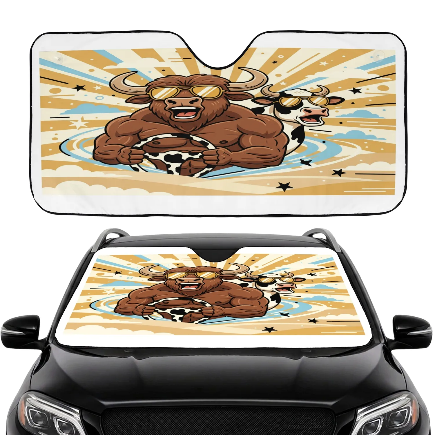Buffalo Holstein Cow Aviator Sunglasses Road Trip Travel Gift Car Sunshade - 1