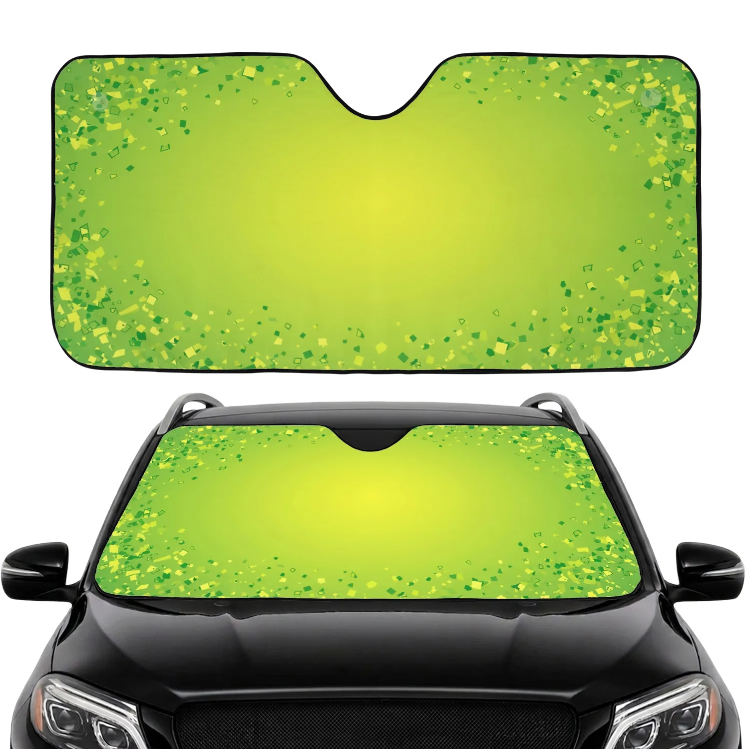 Yellow Center Lime Edges Field Irregular Shards Confetti - Home Decor Gift Car Sunshade - 1