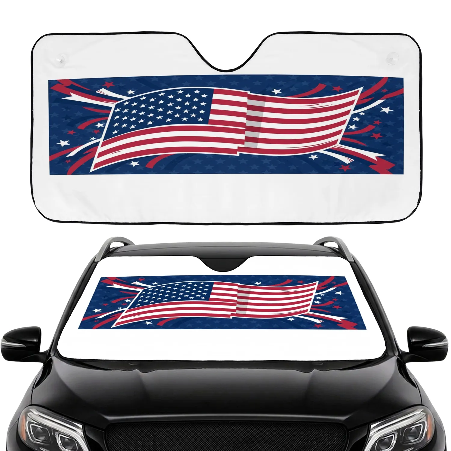 Sweeping American Flag Independence Day Patriotic Decor for Proud Americans Car Sunshade - 1