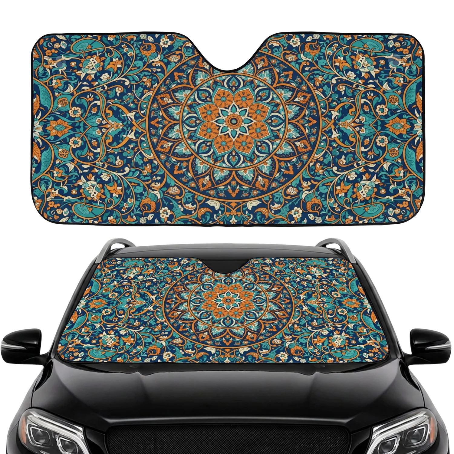 Persian Floral Mandala Arabesque Scrollwork Foliate Vines - Home Decor Gift Car Sunshade - 1