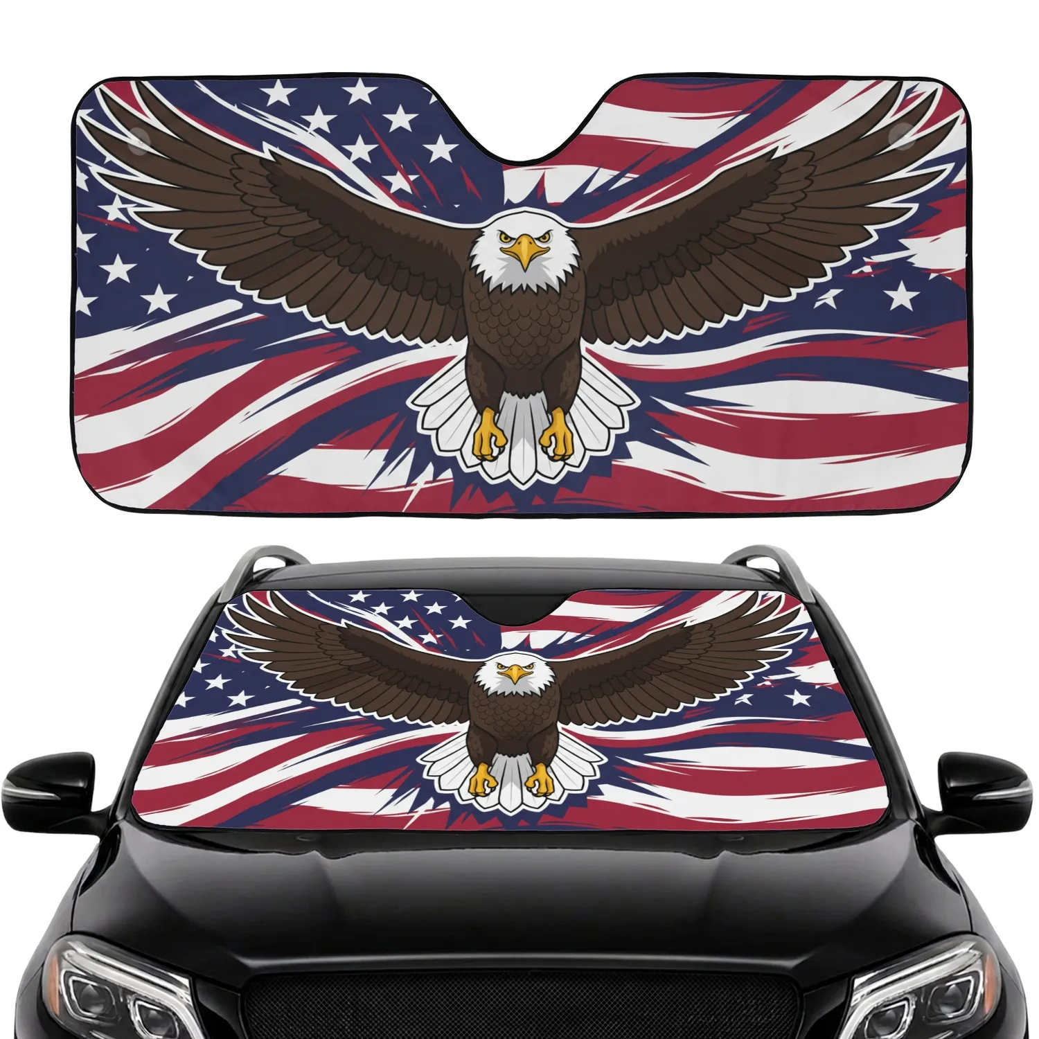 Majestic Bald Eagle American Flag Independence Day Wildlife Lover Gift Car Sunshade - 1