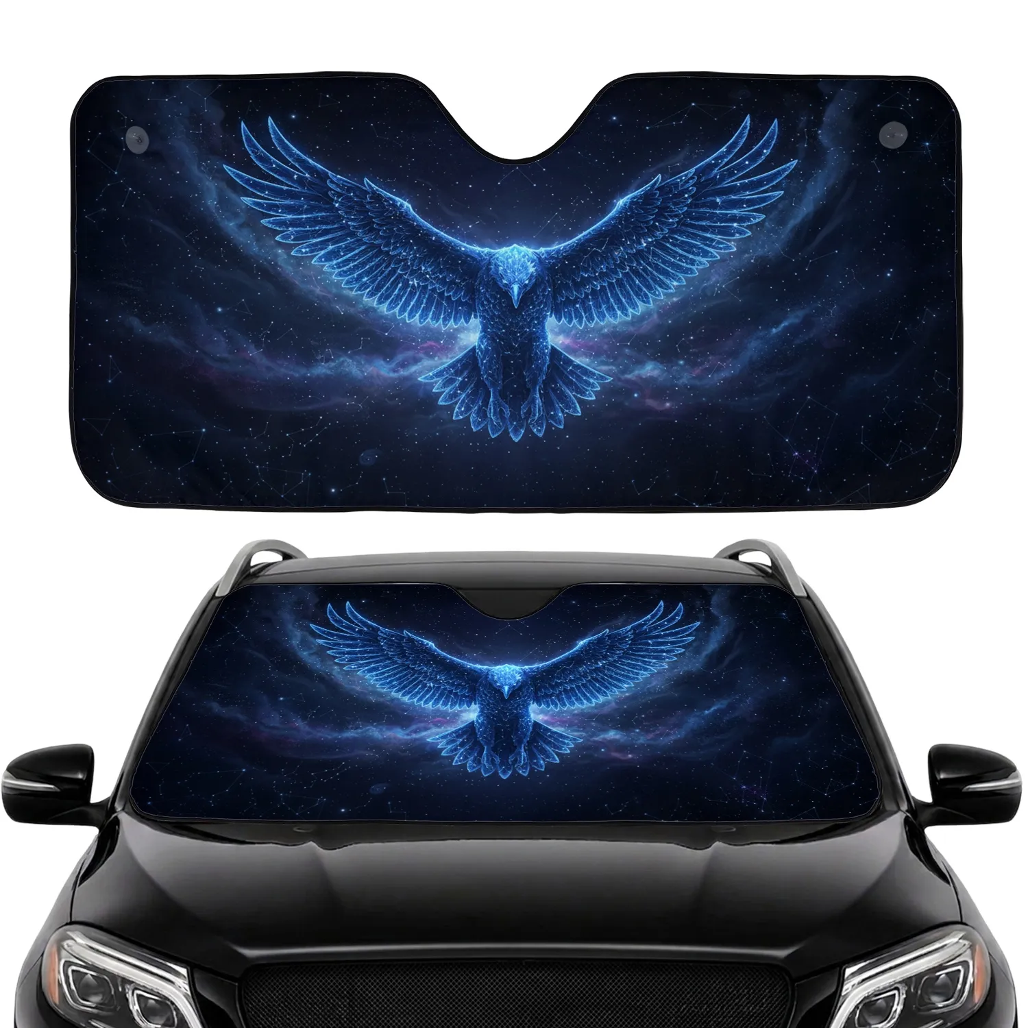Majestic Blue Eagle Stars Constellations - Wildlife Lover Space Explorer Gift Car Sunshade - 1