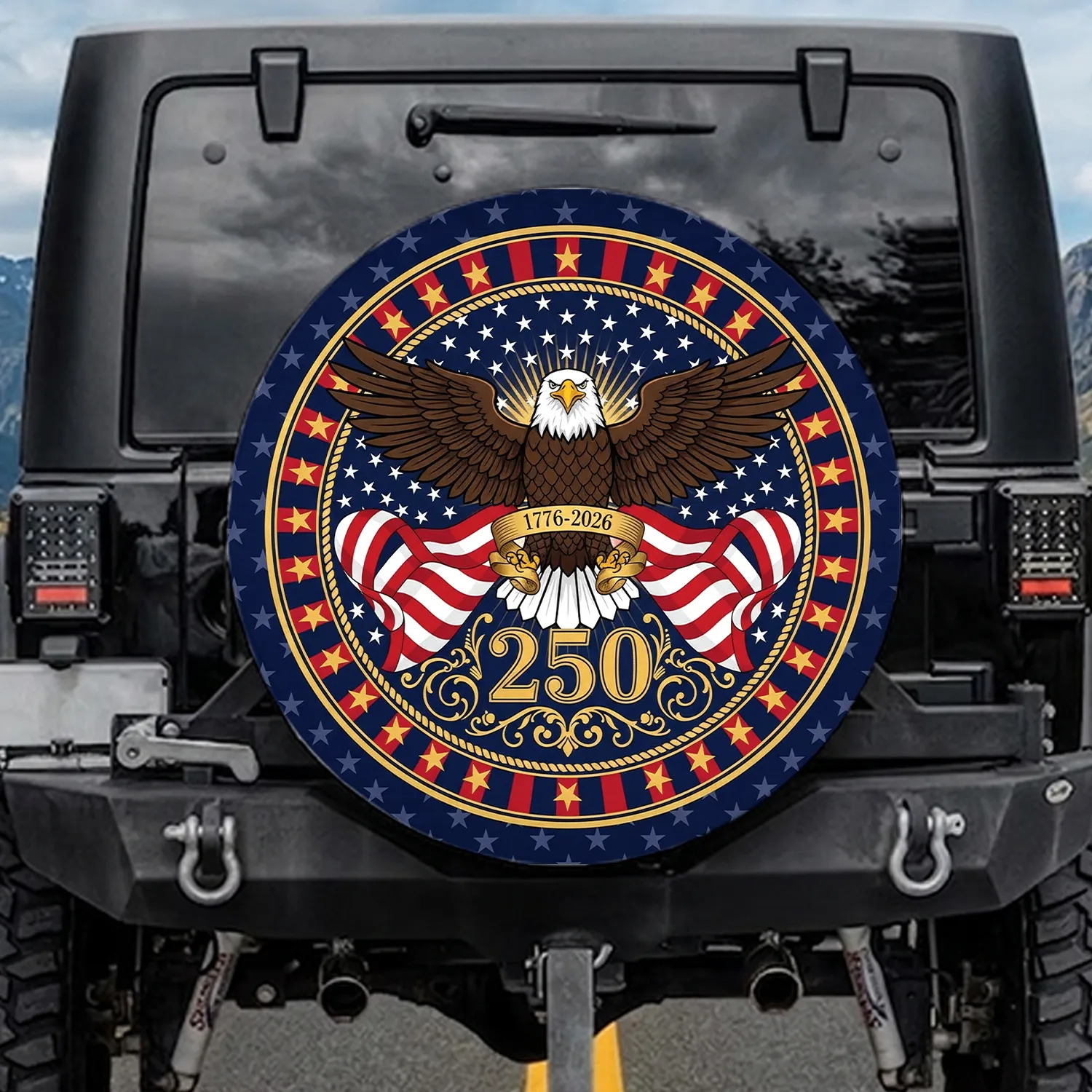 Bald Eagle American Flag 1776-2026 - USA 250th Anniversary Independence Day Gift for Veterans Spare Tire Cover - 1