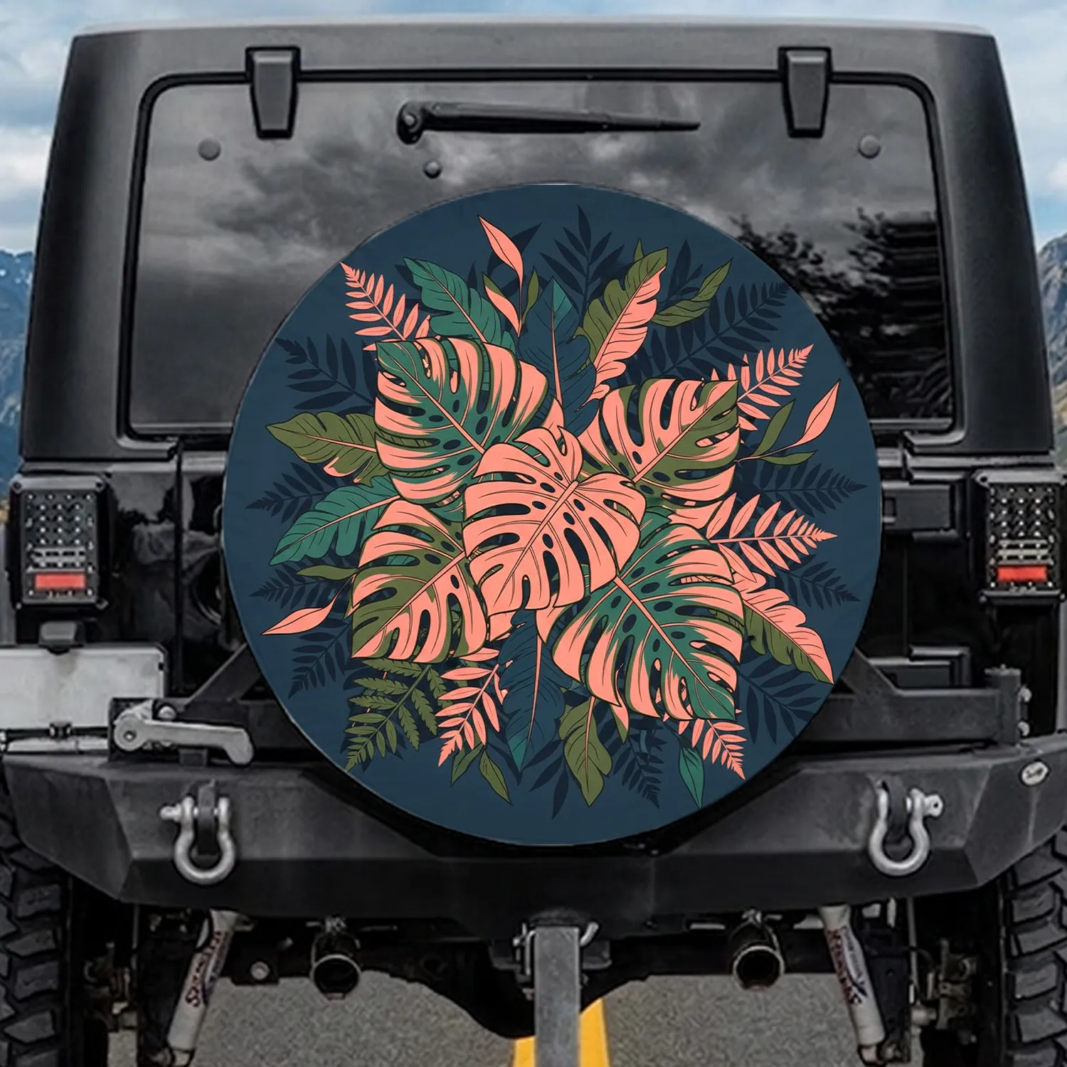 Monstera Palm Tropical Foliage - Home Decor Gift for Plant Lover Spare Tire Cover - 1