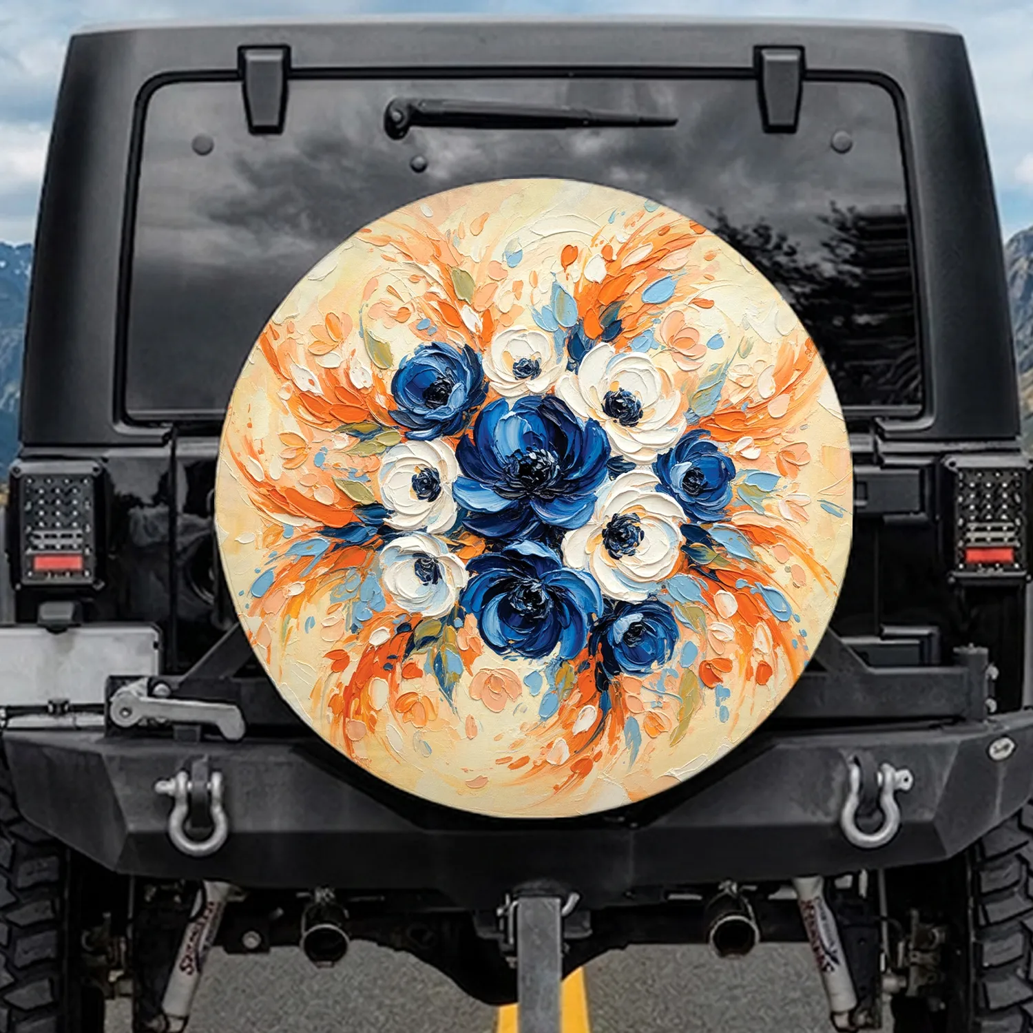 Large Floral Cluster - Lifestyle Home Decor Gift Spare Tire Cover - 1