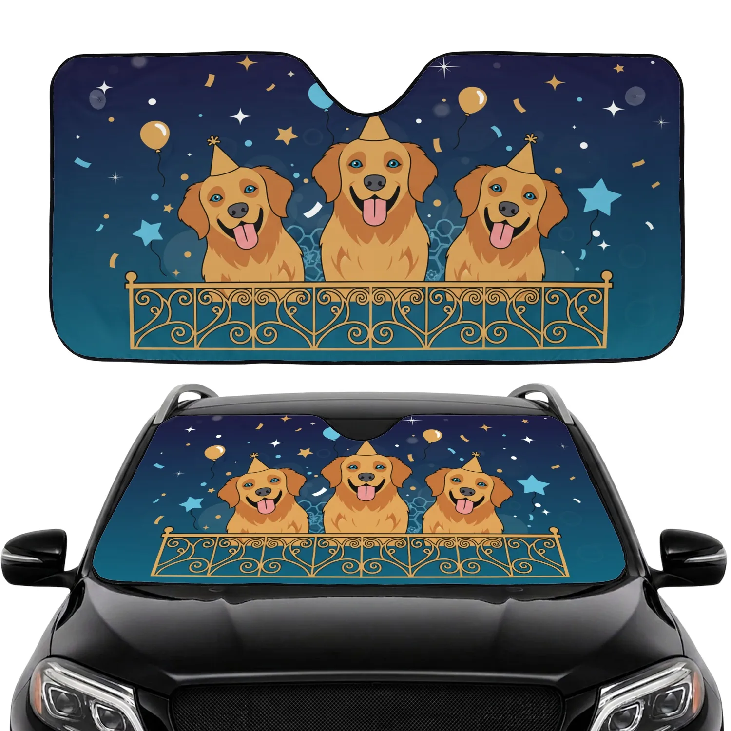 Golden Retriever Dogs Cone Hat Confetti - Birthday Celebration Dog Lover Gift Car Sunshade - 1