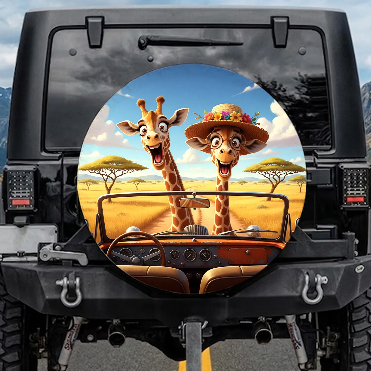 Expressive Giraffes Safari Adventure - Wildlife Lover Travel Decor Gift Spare Tire Cover - 1