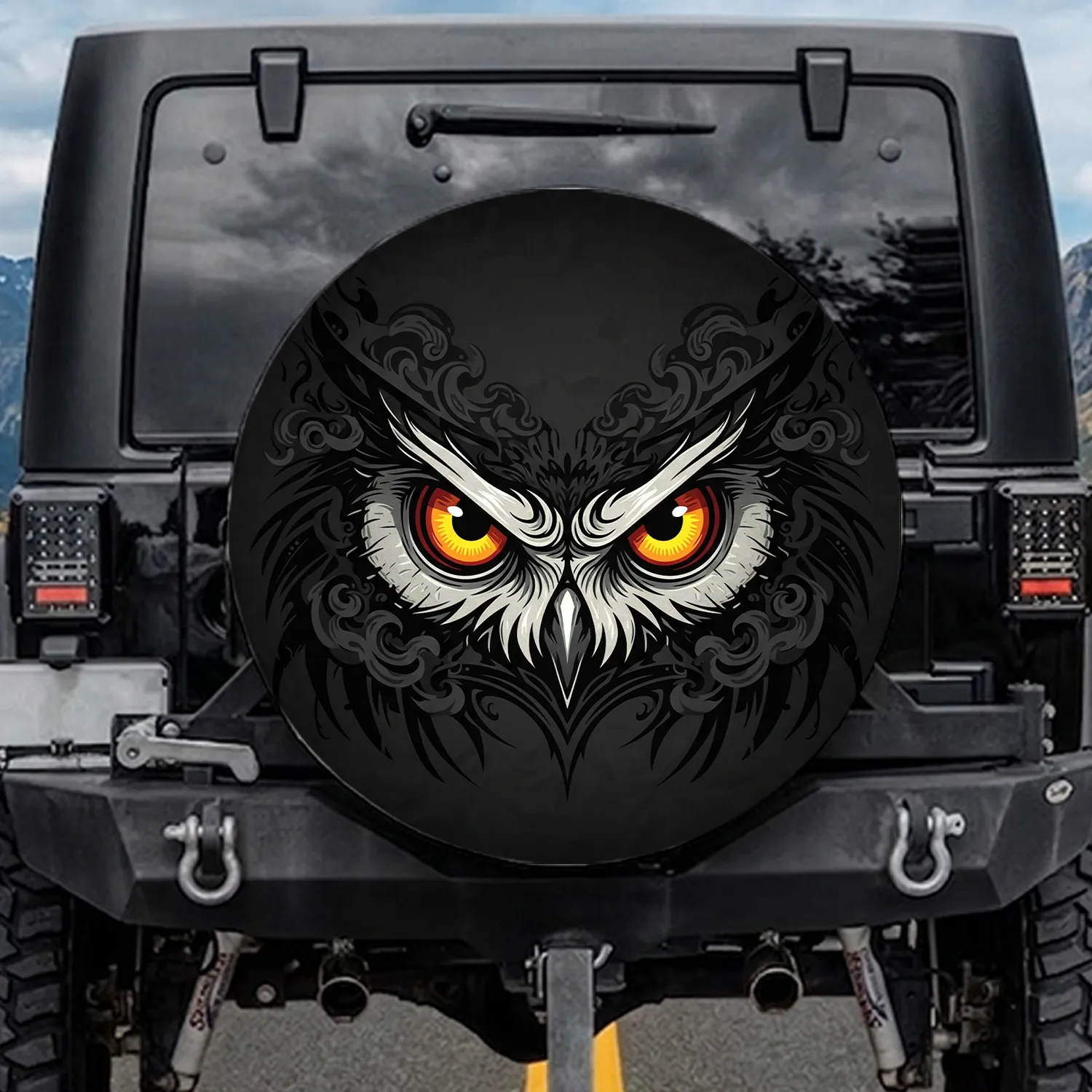 Fantasy Creature Owl Monster Eyes Facial Mask Brow Feather Wings Home Decor Gift Spare Tire Cover - 1