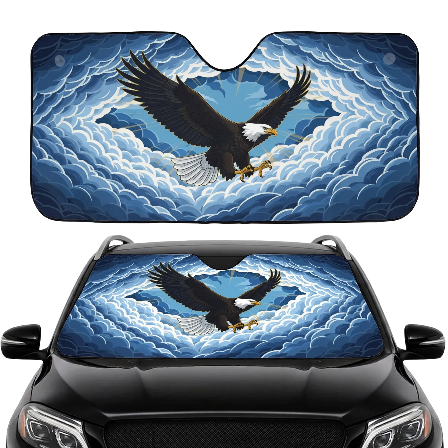 Bald Eagle Dramatic Storm Clouds - Wildlife Lover Gift for Bird Watcher Car Sunshade - 1