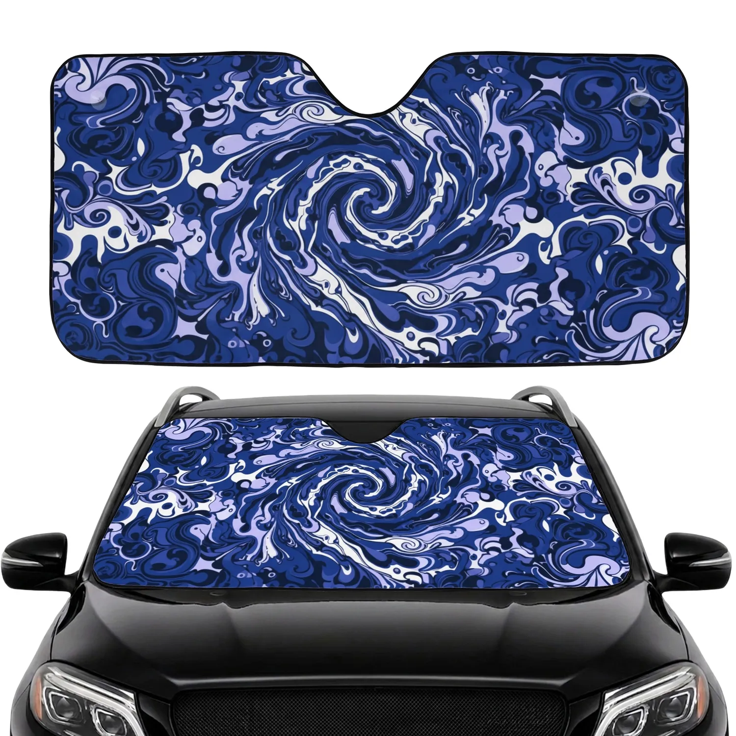 Liquid Marble Organic Swirls Interwoven Currents Dynamic Curves Fluid - Home Decor Gift Car Sunshade - 1