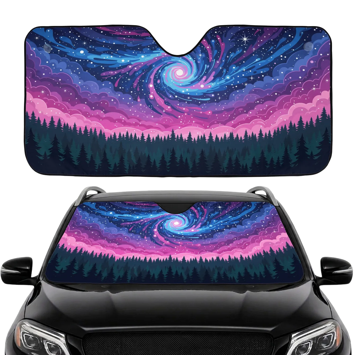 Celestial Nebula Forest Sky - Nature Lover Home Decor Gift Car Sunshade - 1