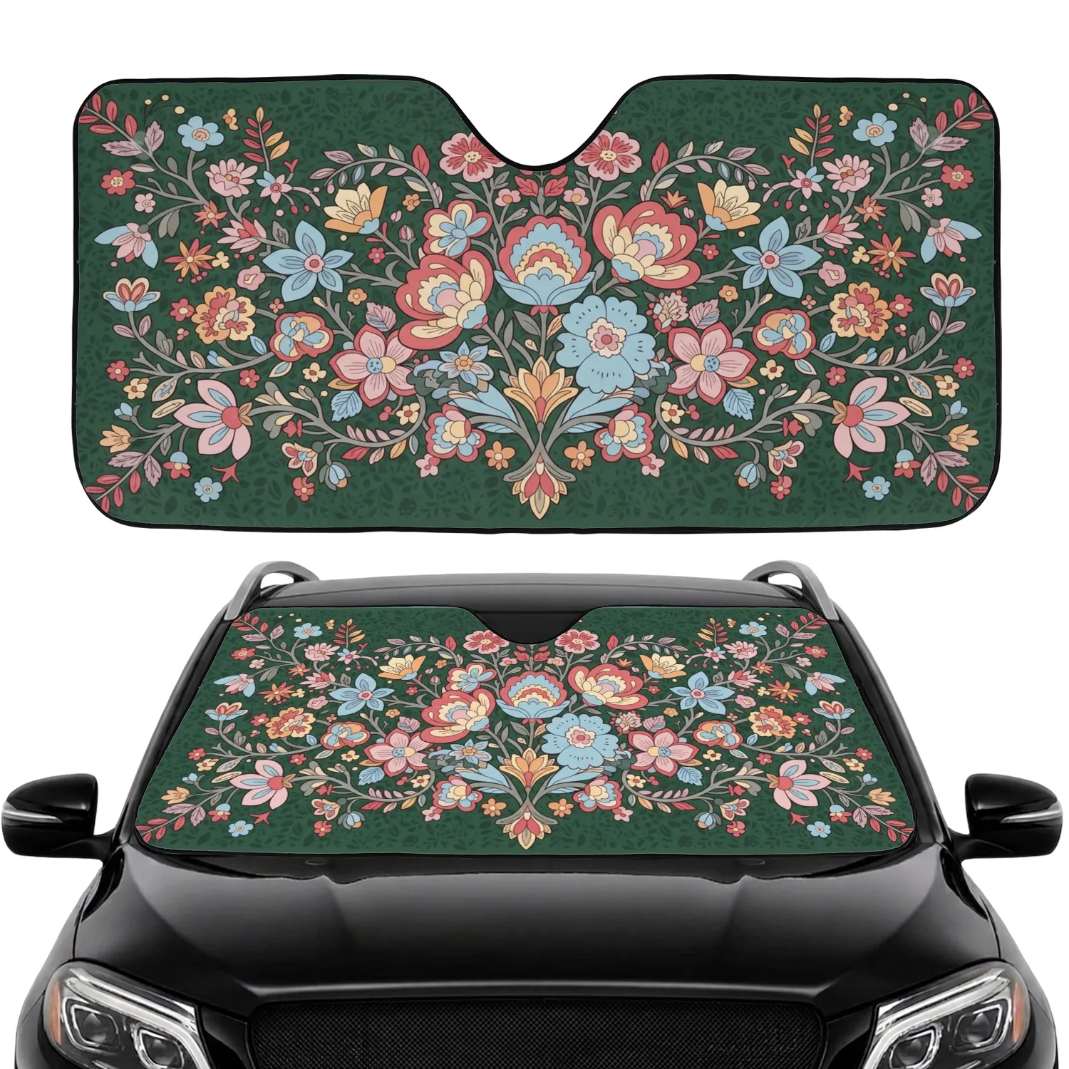 Botanical Tapestry Flowers Foliage - Home Decor Gift Car Sunshade - 1