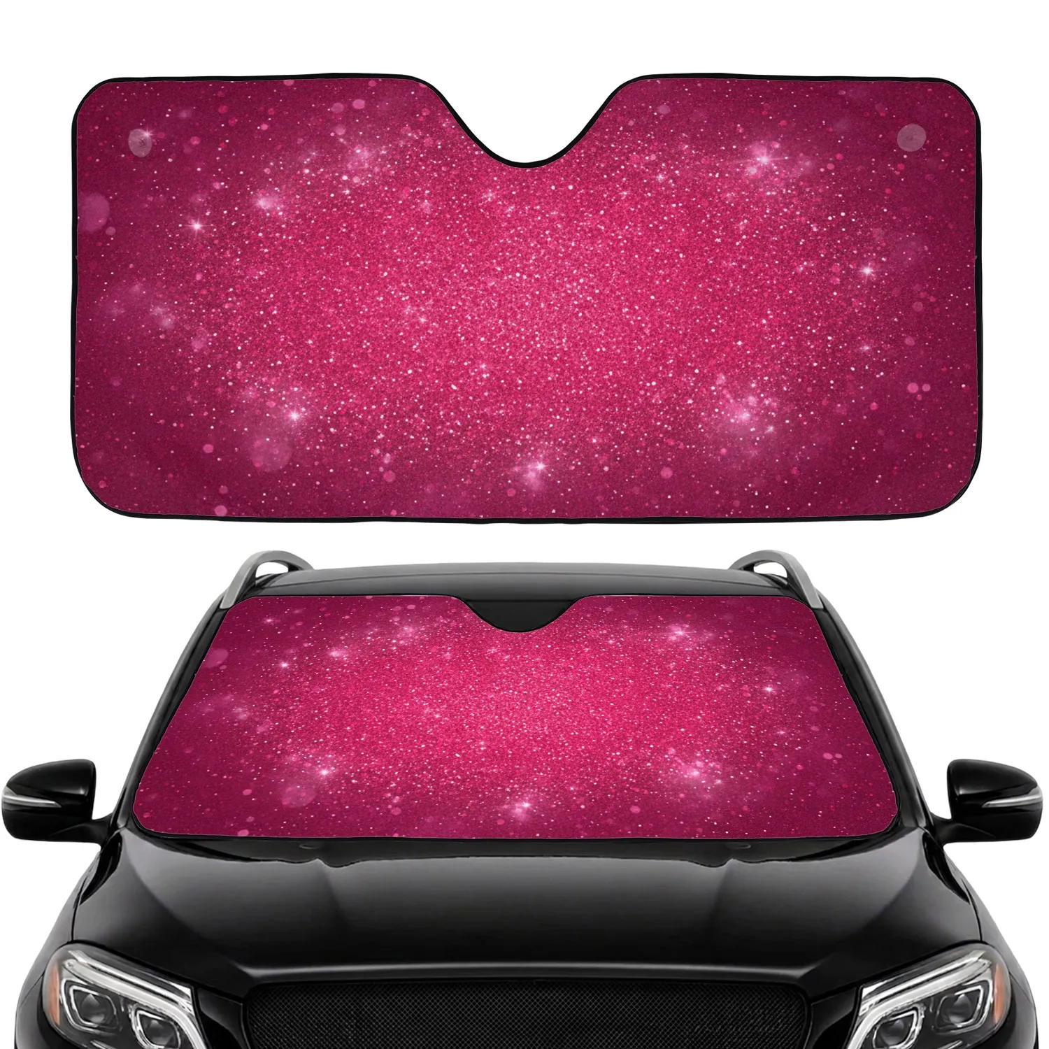 Vibrant Fuchsia Pink Rose Glitter Shimmer - Home Decor Gift Car Sunshade - 1